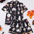 thumbnail image 5 of Weebloom Halloween Soft Pajamas For Women Print Short Sleeve Button Up Tops And Shorts Pajama Casual Digital Floral Comfort Fit Sleepwear Nightwear Pjs Loungewear Black S, 5 of 5