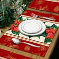 thumbnail image 4 of Luckky Watercolor Poinsettia Red Christmas Placemats Set of 4, 12x18 Inch Seasonal Winter Christmas Table Mats for Party Kitchen Dining Decoration (D), 4 of 7