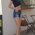 thumbnail image 4 of Pantalones cortos de mezclilla para mujer, Shorts ajustados con borlas y agujeros, informales, sexis, lavados, novedad de verano, 2023, 4 of 5