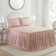 thumbnail image 4 of My Texas House Angelina Draping Ruffle Polyester 3-Piece Bedspread Set, Rose Smoke, Queen, 4 of 6