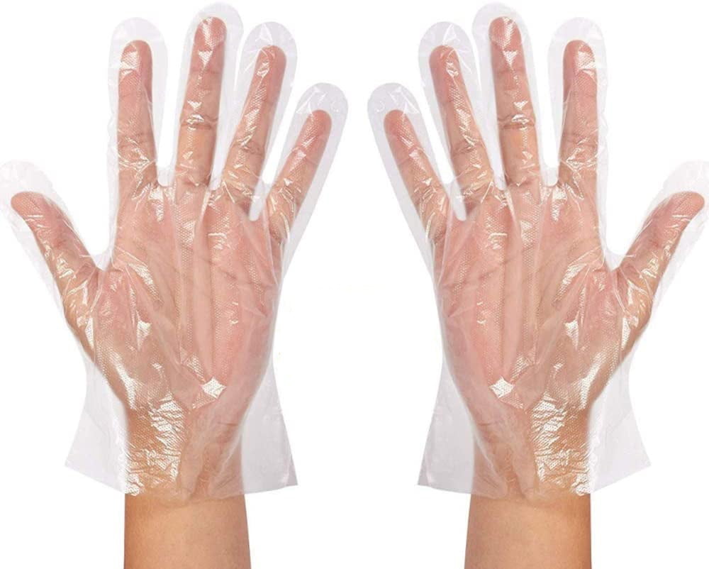 100Pcs Plastic Disposable Polyethylene Clear Gloves 