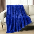 thumbnail image 3 of PAVILIA Sherpa Throw Blanket For Couch Sofa, Blue Fluffy Warm Plush Blanket for Bed, Cozy Super Soft Lightweight Throw, Fuzzy Decorative Blanket, All Season Home, 50x60, 3 of 9