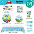 thumbnail image 4 of Transportation Birthday Party Supplies,190pcs Transportation Party Tableware Set-Transportation Birthday Decor Banner Tablecloth Plates Napkin Bus Car Train Themed Birthday Party Supplies for Kids, 4 of 8