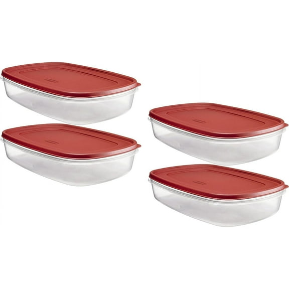 Square Food Storage Container 24 Cup Clear Base 4 pack