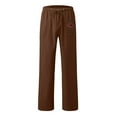 thumbnail image 3 of Baqcunre Linen Pants Womens Printing Casual Loose Pants With Pockets Elastic High Waist Paper Bag Pants Linen Pants Sweatpants Womens Pants Brown 5XL, 3 of 4