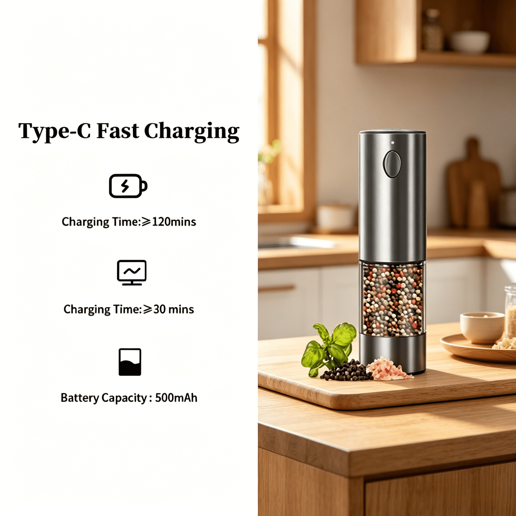 2PCS electric salt and pepper grinder set - battery-powered spice grinder, adjustable for coarseness, perfect for home kitchens, durable plastic, electric salt and pepper grinder, automatic grinder