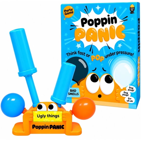 Lucky Egg Poppin Panic – Party Board Game – 200 Categories, 100 Balloons – Family & Adult Party Games – 2–8 Players, Ages 8