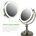 thumbnail image 6 of Ovente Lighted Makeup Mirror Tabletop 7.5 Inch 1X 10X Magnifier Dimmable Adjustable Double Side Spinning LED Acrylic Edge Battery USB Powered Vanity Skin Care Round Large Nickel Brushed MGT75BR1X10X, 6 of 12