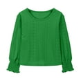 thumbnail image 6 of Wxirdiow Girls Shirts Girls Long Sleeve Shirts Ribbed Knit Cotton Layer Tops Slim Fit Casual Undershirts Green Size,12-14 Years, 6 of 6