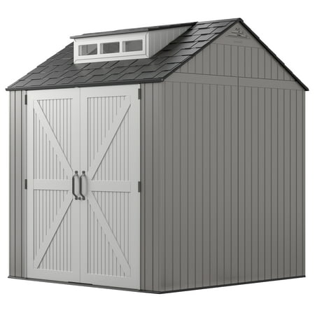 Rubbermaid 7 x 7 Foot Weather Resistant Resin Outdoor Storage Shed, Gray