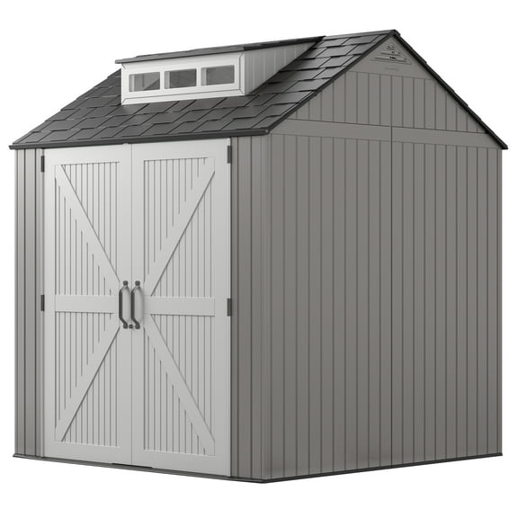 Rubbermaid 7 x 7 Foot Weather Resistant Resin Outdoor Storage Shed, Gray