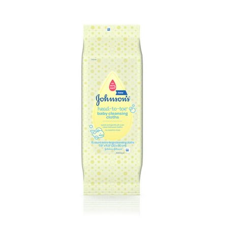 Johnson's Head-to-Toe Baby Cleansing Cloths, Alcohol Free, 15