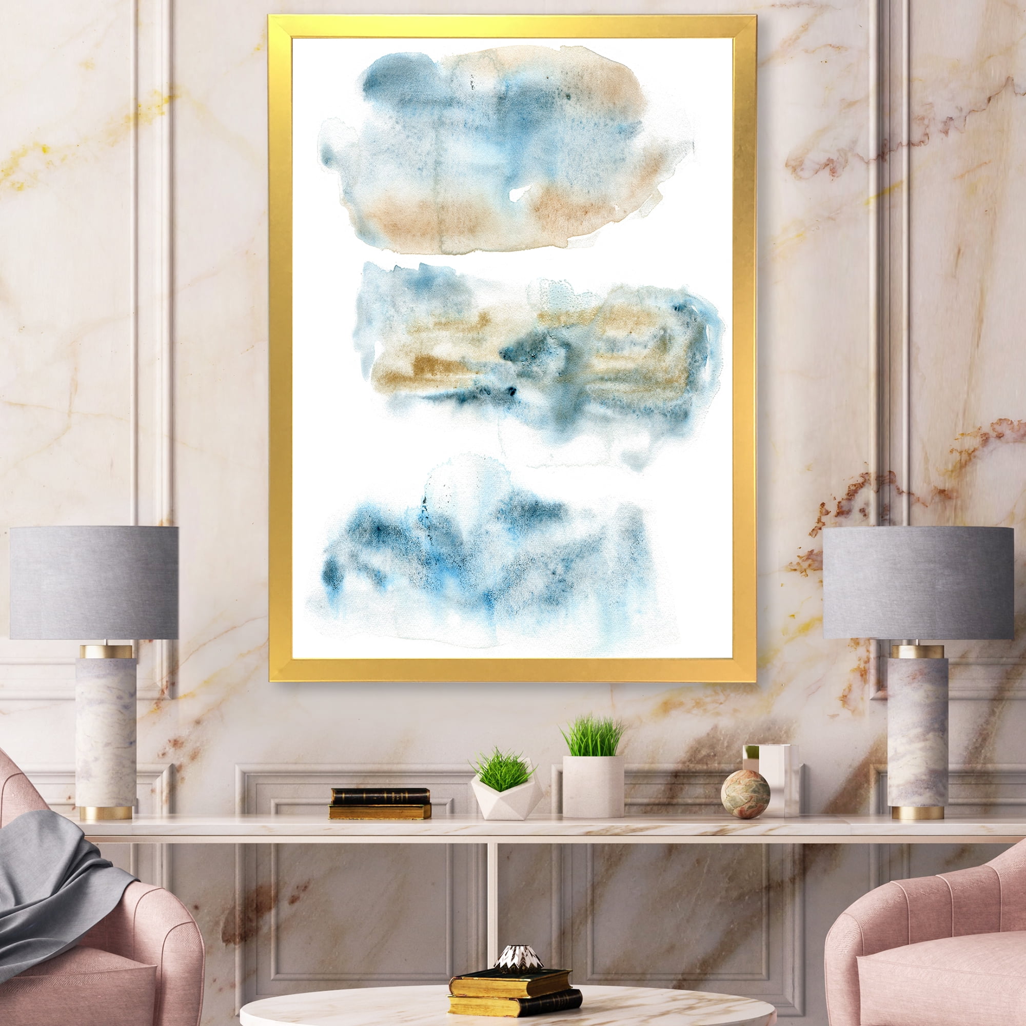 Designart 'Abstract Of Clouds Dark Blue Colored II' Modern Framed Art Print