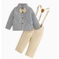 thumbnail image 4 of HONMEET Toddler Boys 2-Piece Outfit Set Sleeve Shirt and Overalls for Spring Season Dark, 4 of 6