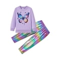 thumbnail image 4 of Girls 2-Piece Set Trendy Purple Butterfly Top & Shiny Metallic Pants, Long Sleeve Outfit for Toddlers & Little Kids, 5T, 4 of 8