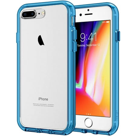 JETech Case for iPhone 8 Plus and iPhone 7 Plus 5.5-Inch, Shock-Absorption Bumper Cover, Anti-Scratch Clear Back (Blue)