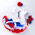 thumbnail image 2 of Zanarzt Fourth Of July Outfit Girl 4th of July Baby Girl Outfits First Independence Day Fly Sleeve Romper Stars Shorts My 1st Fourth of July Outfit Blue,9-12 Months, 2 of 5