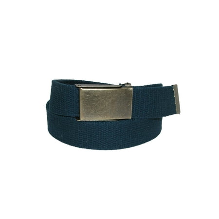 Embossed Brass Buckle - Men's Fabric Belt with Brass Flip Top Buckle, Size: one size