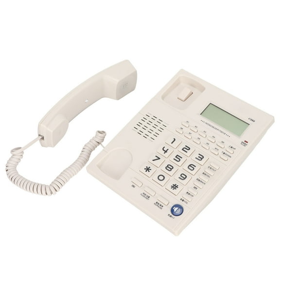 Landline Phone, Corded Telephone White C268 Hands Free Speakerphone ABS For Office
