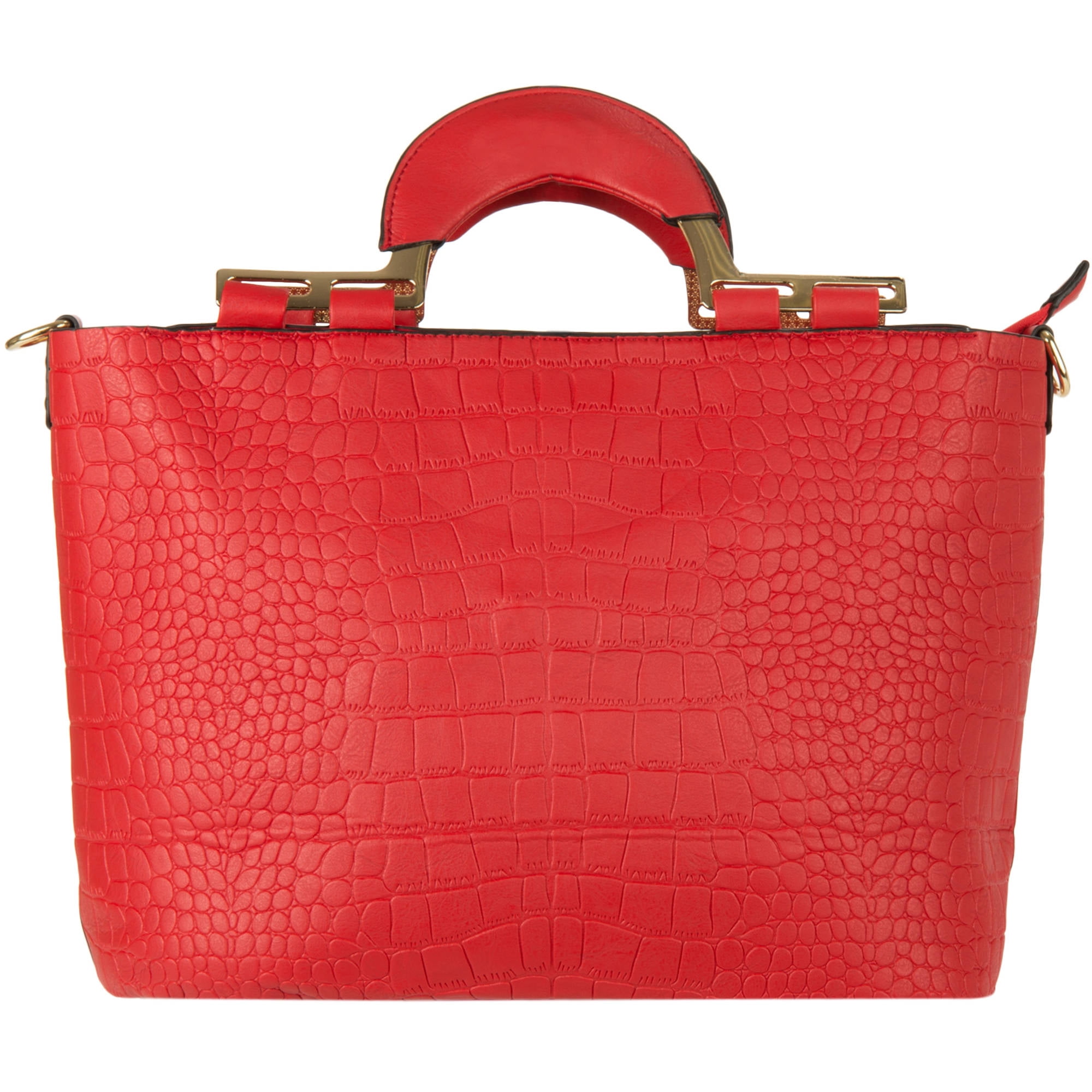 Women's Samba Over the Shoulder Leatherette Satchel Carrying Hand Bag with Shoulder Strap [Croc Skin Design]