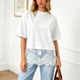 thumbnail image 2 of QGJZVUNL Womens Lace Tops Oversized Tshirts Basic Tees Short Sleeve Crewneck Top Summer Outfits Size S, 2 of 5