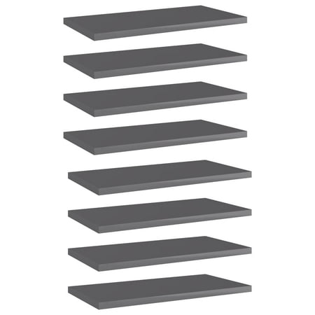 

YLSHRF Bookshelf Boards 8 pcs High Gloss Gray 15.7 x7.9 x0.6 Engineered WoodShelving