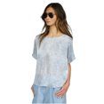 thumbnail image 3 of Michael Kors Womens Petal Print Basic T-Shirt, medblue, Petite, P/PS, 3 of 3