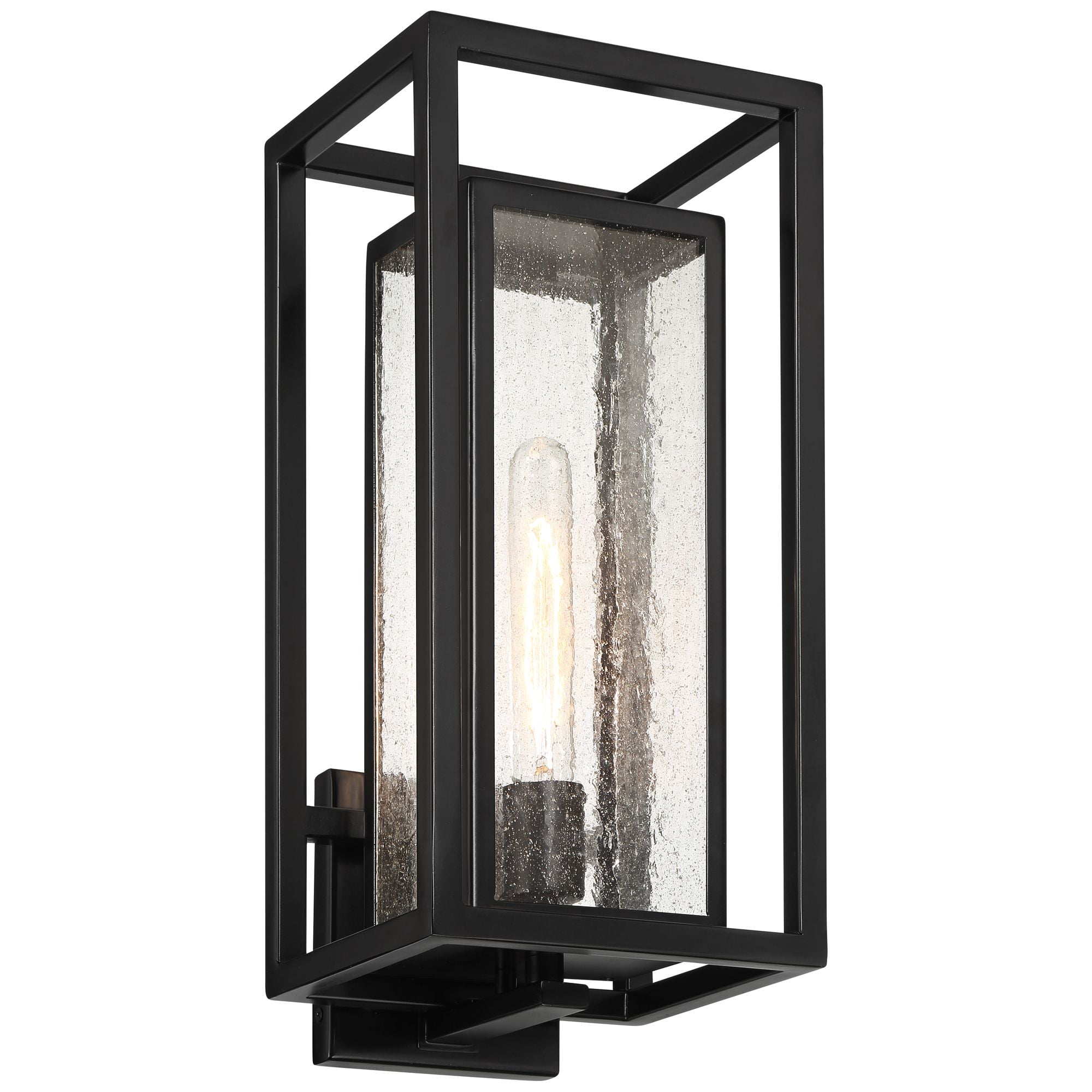 Possini Euro Design Amir 18" High Modern Outdoor Wall Light Fixture Mount Porch House Weatherproof Black Clear Glass Shade