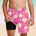 thumbnail image 2 of Zpanxa Boys Swim Shorts Polyester Spandex Hawaiian Tropical Print Double Layer Drawstring Elastic Waistband 13 Years, 2 of 7
