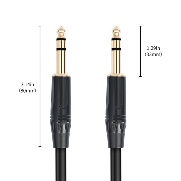 3ft Premium 1/4" TRS Stereo Cable - Right Angle Gold Plated For Audio Equipment