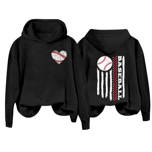 Holzkary Baseball Hoodies for Womens 2025 Letterprinted Baseball Long Sleeved Hoodie Baseball Mom Sweatshirt Funny Game Day Baseball Pullover Tops Fall Outfits Trendy Fashion Pullover Tops Black L