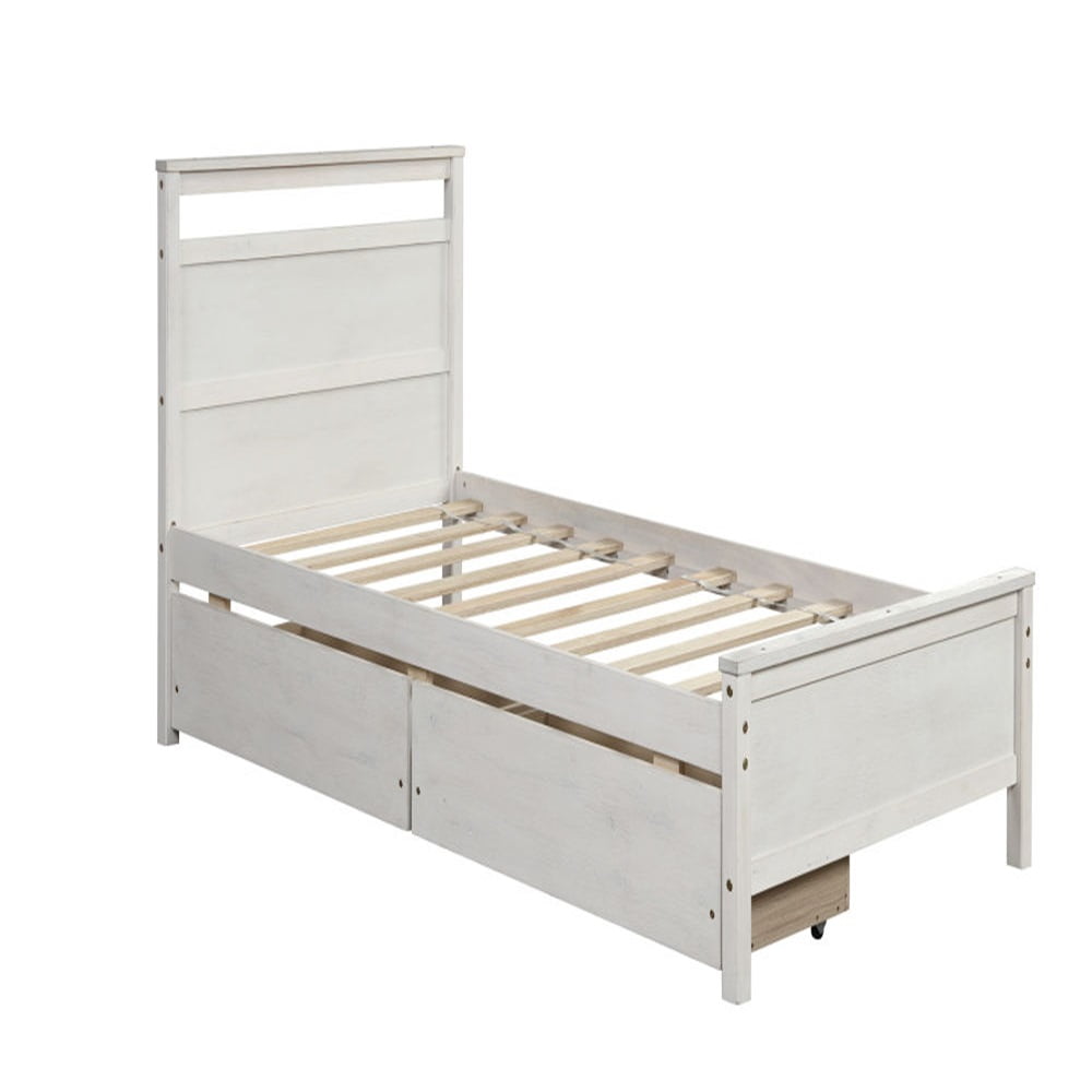 Kepooman Home Wood Full Daybed Sofa Bed with Headboard and 2 Drawers Storage for Bedroom Study Room, White Kepooman Home Wood Full Daybed Sofa Bed with Headboard and 2 Drawers Storage for Bedroom Study Room, White