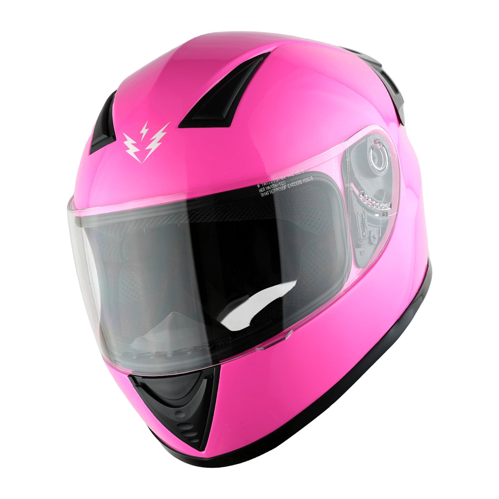1Storm Motorcycle Youth Kids Street Dirt Bike ATV BMX MX Go Cart Karting Full Face Helmet with LED Tail Light: LED-B15 Glossy Pink