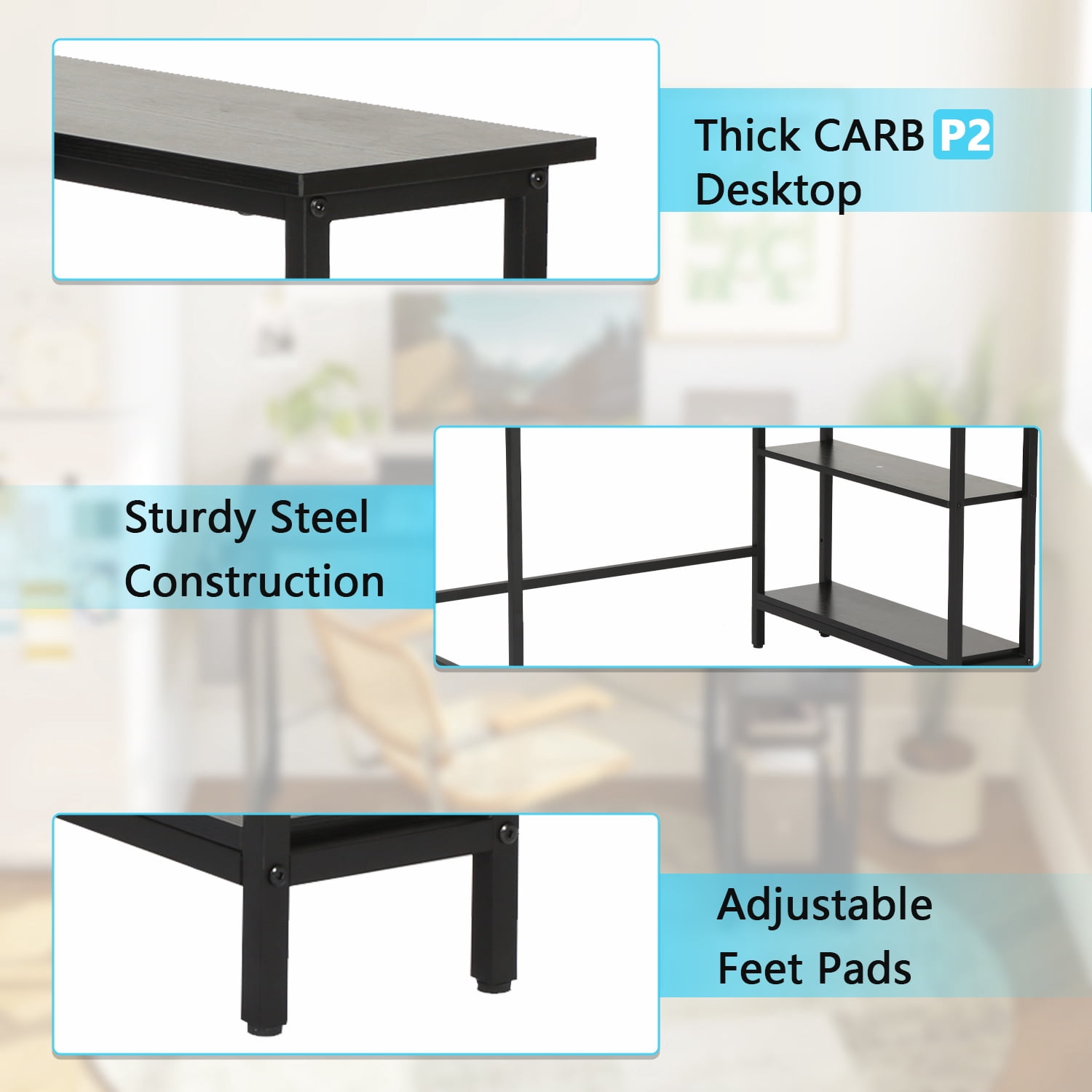YRLLENSDAN 43" Gaming Desk L-Shaped Computer Desks L Shaped Desk with Storage Corner Desk L Shaped Gaming Desks for Bedrooms Small Spaces, Black