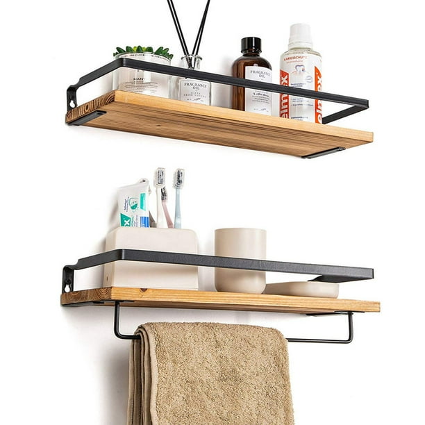 1 2pcs Floating Shelves Wall Mounted Wood Shelf For Bathroom Kitchen