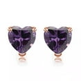 thumbnail image 2 of Paris Jewelry 14k Rose Gold 1 Ct Heart Created Amethyst Stud Earrings Plated, 2 of 2