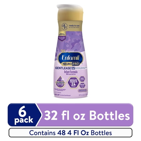 Enfamil NeuroPro Gentlease Ready-to-Feed Baby Formula for Easing Fussiness, Gas, Spit-up in 24hrs, 32 Fl Oz, 6 Bottles
