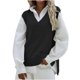 thumbnail image 2 of Puntoco, chaleco para mujer, chaleco, suéter ajustado con cuello en V, suéter de punto, chaqueta informal con capucha y sin mangas para mujer, liquidación Puntoco Puntoco-4848, 2 of 6