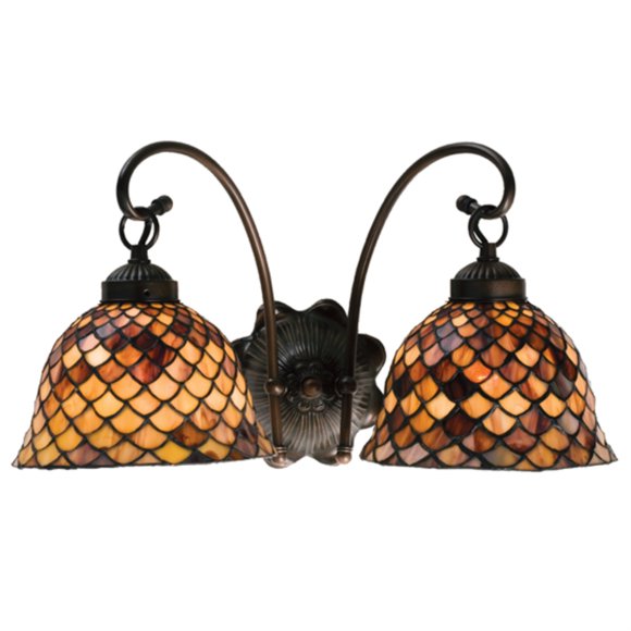 Meyda Tiffany Fishscale 2 Light Wall Sconce Mahogany Bronze Finish