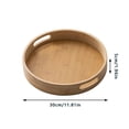 thumbnail image 4 of Round Wooden Serving Tray With Handles Decorative Tray For Breakfast Coffee Snack Home Kitchen,Khaki-30X30X5Cm, 4 of 8