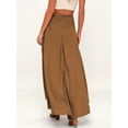 thumbnail image 3 of Hanerdun Women Solid Pleated A-Line Skirts Female Split Beach Skirt Brown M, 3 of 6