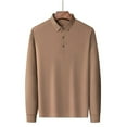 thumbnail image 5 of ohmzyzo Mens Knit Polo Shirts Casual Long Sleeve Classic Golf Shirts Daily Button Down Outdoor Tops Solid Color Regular Fit T Shirts Khaki L, 5 of 5