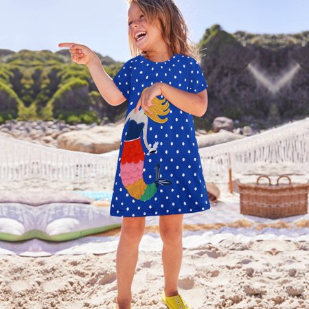

Hunpta Cotton Casual Girls Sleeve Patterns Cartoon Baby Dress Summer Kids Short Girls Dress&Skirt