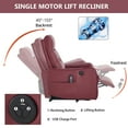 thumbnail image 5 of Power Lift Recliner Chair with Massage and Heat, Single Motor Electric Recliner for Elderly with USB Charging, 155° Max Recline Brown PU Leather Living Room Chair, Red, 5 of 16