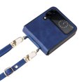 thumbnail image 3 of SaniMore for Samsung Galaxy Z Flip 4 (6.7" 2022) Phone Case, Retro PU Leather + Crossbody Lanyard, Shockproof Anti-fall Slim, Durable Wear-resistant Folding Shell for Galaxy Z Flip 4, Blue, 3 of 8