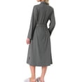thumbnail image 3 of INSPIRE CHIC Women Robe Long Sleeve V-neck Bathrobe Knit Kimono Long Loungewear Lightweight Sleepwear with Side Pockets 2XL Dark Gray, 3 of 5