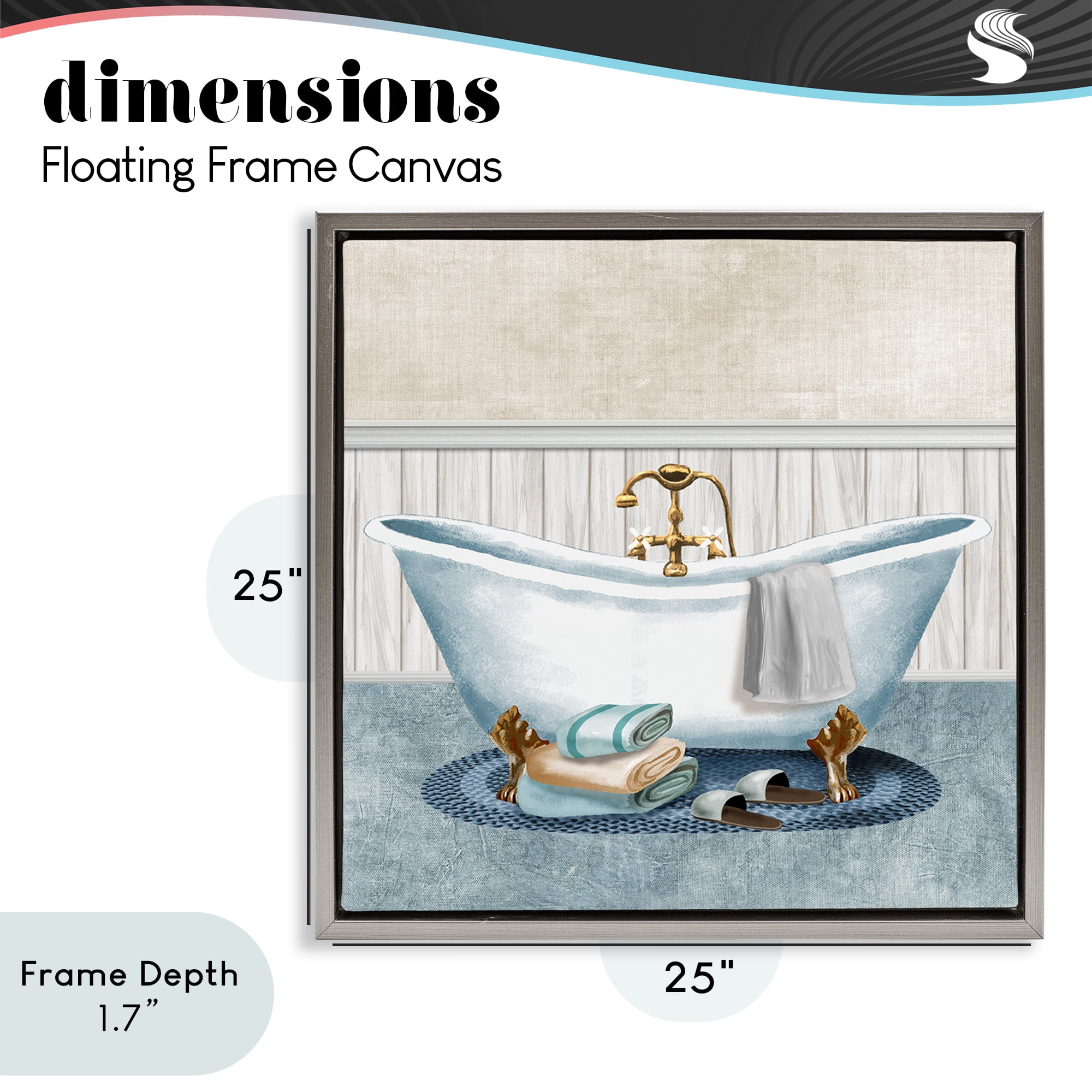 Stupell Industries Cozy Spa Bathtub & Slippers Gray Framed Floater Canvas Wall Art, design by Conrad Knutsen