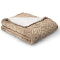 thumbnail image 2 of EVERGRACE Jacquard Boho Sherpa Fleece Throw Blanket for Couch, Super Soft Cozy Fuzzy Plush Blankets for Winter, Reversible Thick Warm Blanket for Bed, Sofa, Living Room, Khaki Tan, 108'' x 90'', 2 of 7