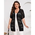 thumbnail image 2 of Women Short Sleeve Crochet Cardigan Plus Size, Open Front Knit Cover-Up, 2 of 5