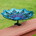 thumbnail image 3 of Sunnydaze Staked or Deck Mount Glass Outdoor Bird Bath Bowl, Exquisite Feathers, 3 of 8